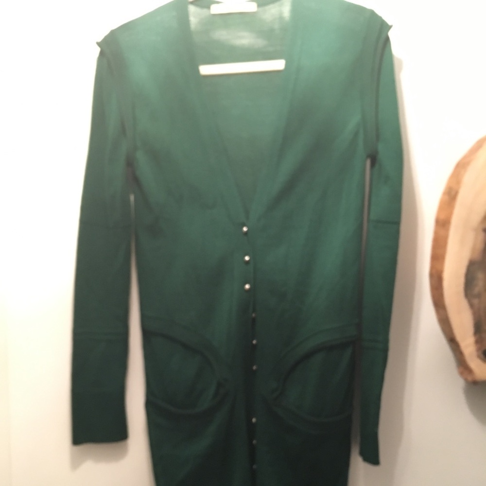 Green balenciaga cardigan long sweater